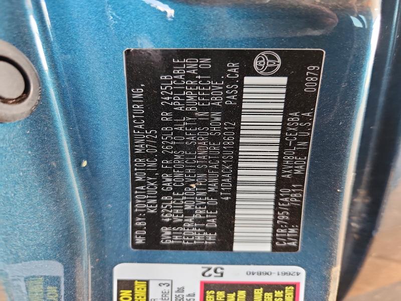 2025 Toyota Camry მანქანა იყიდება აუქციონზე, vin: 4T1DAACK1SU186012, აუქციონის ნომერი: 65376316