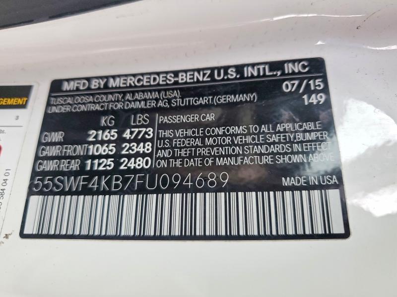 Продаж на аукціоні авто 2015 Mercedes-benz C, vin: 55SWF4KB7FU094689, номер лоту: 65859436
