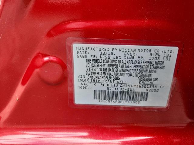 2015 Nissan Versa მანქანა იყიდება აუქციონზე, vin: 3N1CN7AP0FL915805, აუქციონის ნომერი: 69522076