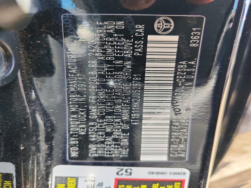 Aukcja sprzedaży 2018 Toyota Camry, vin: 4T1B11HK2JU529781, numer aukcji: 70527796