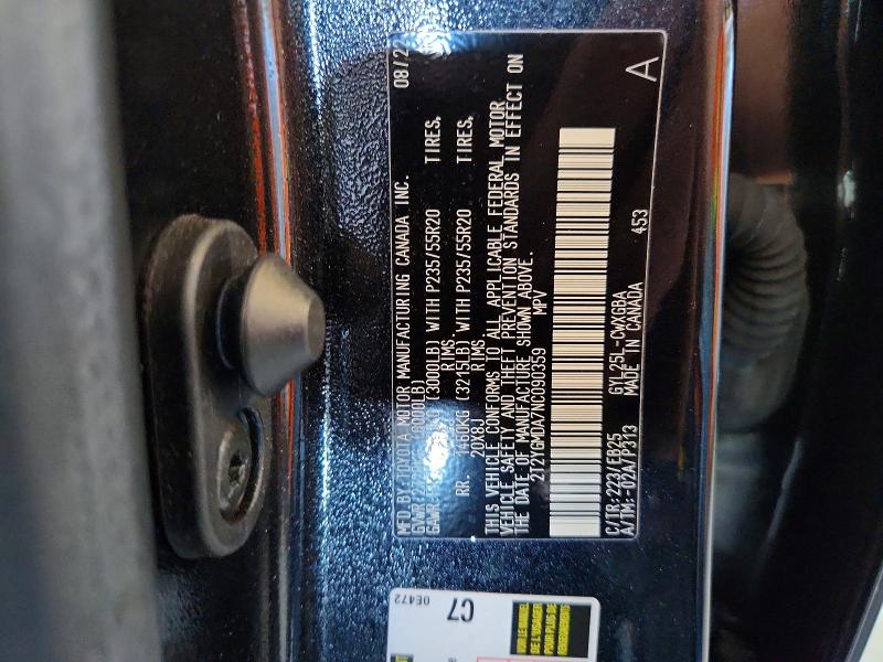 2022 Lexus Rx მანქანა იყიდება აუქციონზე, vin: 2T2YGMDA7NC090359, აუქციონის ნომერი: 71041126