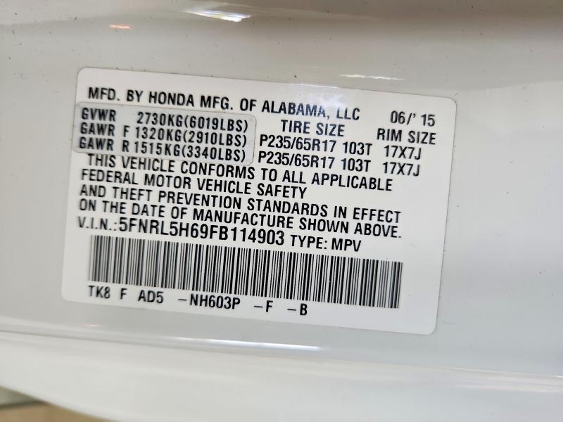 Продажа на аукционе авто 2015 Honda Odyssey, vin: 5FNRL5H69FB114903, номер лота: 68183706