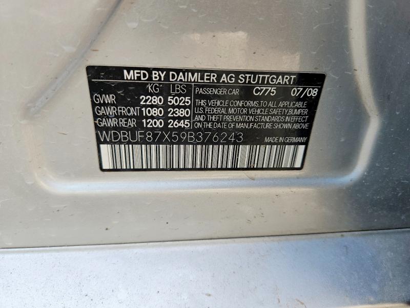2009 Mercedes-benz E მანქანა იყიდება აუქციონზე, vin: WDBUF87X59B376243, აუქციონის ნომერი: 66765446