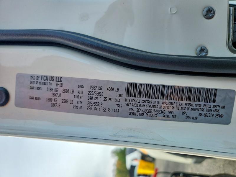 Aukcja sprzedaży 2018 Jeep Compass, vin: 3C4NJDCB6JT436346, numer aukcji: 70418956