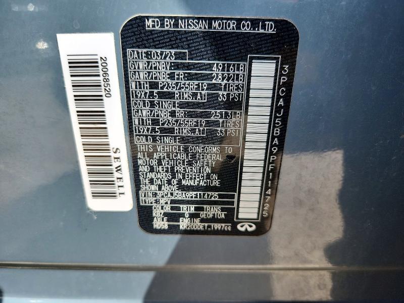 2023 Infiniti Qx50 მანქანა იყიდება აუქციონზე, vin: 3PCAJ5BA9PF114725        , აუქციონის ნომერი: 69202826