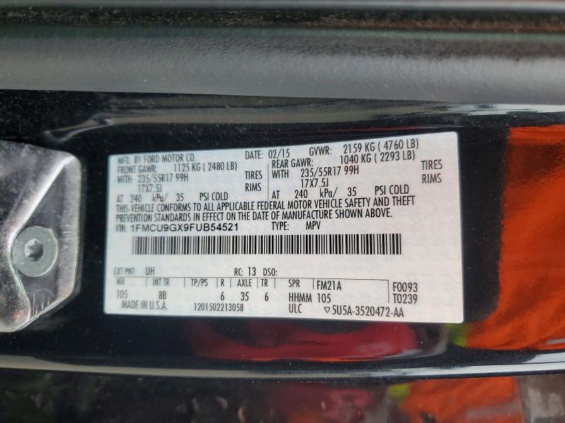 Продажа на аукционе авто 2015 Ford Escape, vin: 1FMCU9GX9FUB54521, номер лота: 70677486
