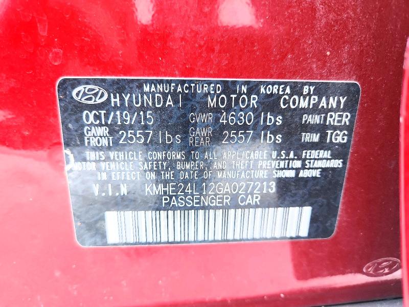 Продаж на аукціоні авто 2016 Hyundai Sonata Hybrid, vin: KMHE24L12GA027213, номер лоту: 69684666