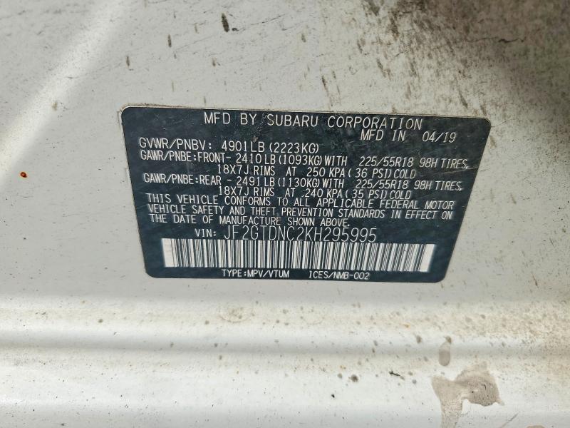 70706526 :رقم المزاد ، JF2GTDNC2KH295995 vin ، 2019 Subaru Crosstrek مزاد بيع