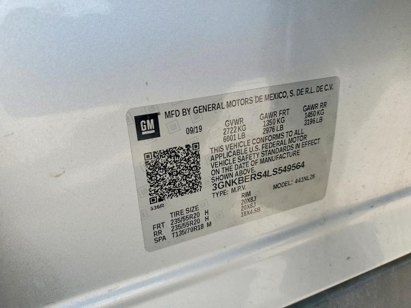 Aukcja sprzedaży 2020 Chevrolet Blazer, vin: 3GNKBERS4LS549564, numer aukcji: 65953686