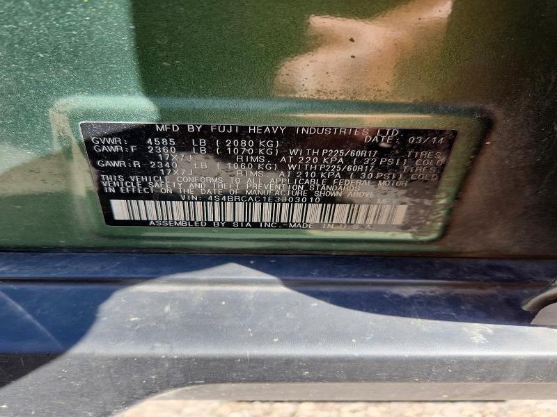 68932236 :رقم المزاد ، 4S4BRCAC1E3303010 vin ، 2014 Subaru Outback مزاد بيع