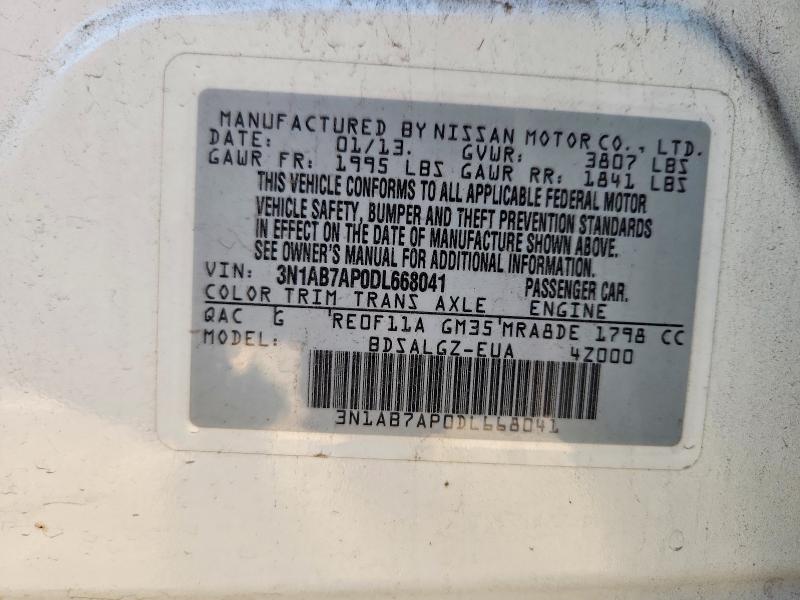 Aukcja sprzedaży 2013 Nissan Sentra, vin: 3N1AB7AP0DL668041, numer aukcji: 70567066