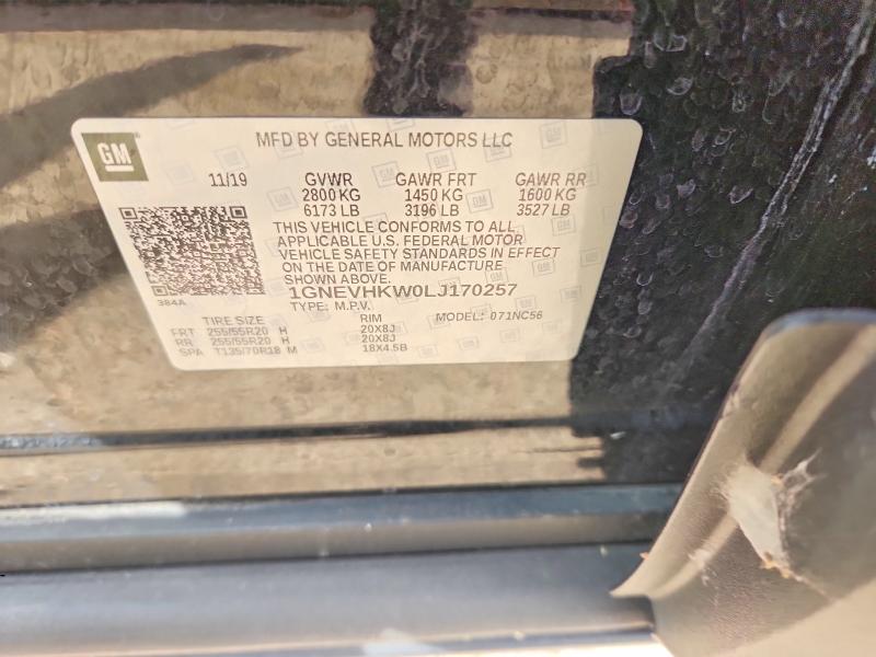 Aukcja sprzedaży 2020 Chevrolet Traverse, vin: 1GNEVHKW0LJ170257, numer aukcji: 67627276