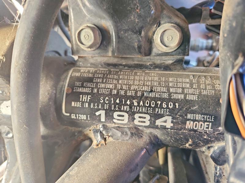 1984 Honda Gl1200 მანქანა იყიდება აუქციონზე, vin: 1HFSC1414EA007601, აუქციონის ნომერი: 68390806