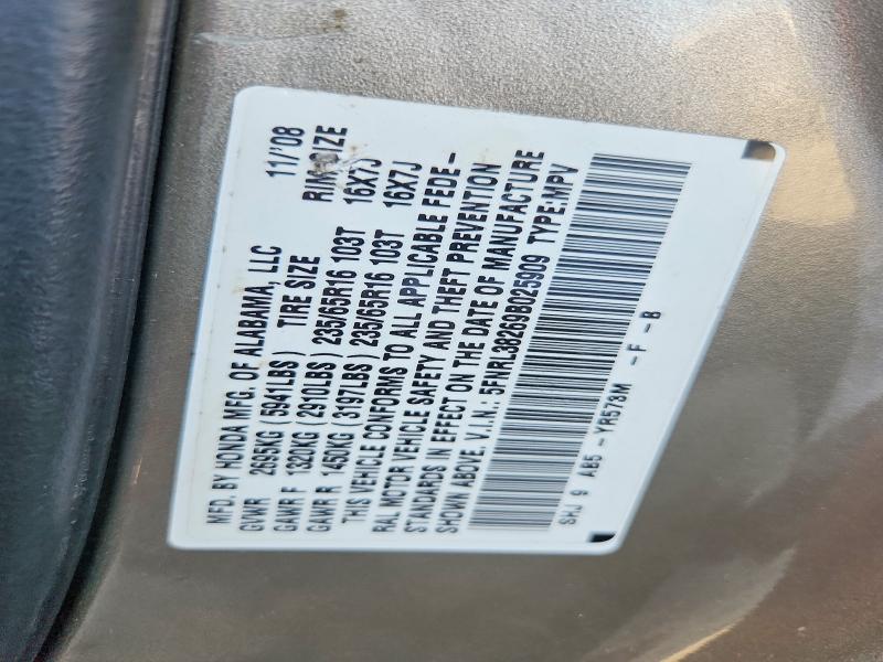 Aukcja sprzedaży 2009 Honda Odyssey, vin: 5FNRL38269B025909, numer aukcji: 69761676