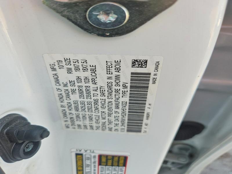 2019 Honda Cr-v მანქანა იყიდება აუქციონზე, vin: 2HKRW1H52KH514322, აუქციონის ნომერი: 70657716