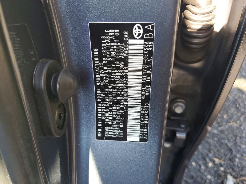 Продажа на аукционе авто 2015 Toyota Corolla, vin: 5YFBURHE8FP273381, номер лота: 67336146