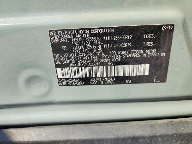 Продаж на аукціоні авто 2019 Toyota Rav4, vin: JTMA1RFV2KJ023916, номер лоту: 67177366