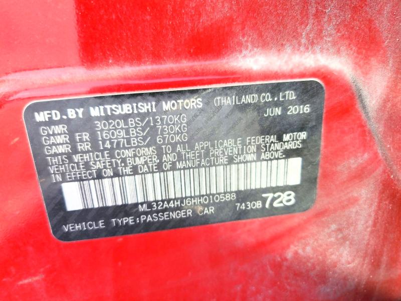 Aukcja sprzedaży 2017 Mitsubishi Mirage, vin: ML32A4HJ6HH010588, numer aukcji: 68817666