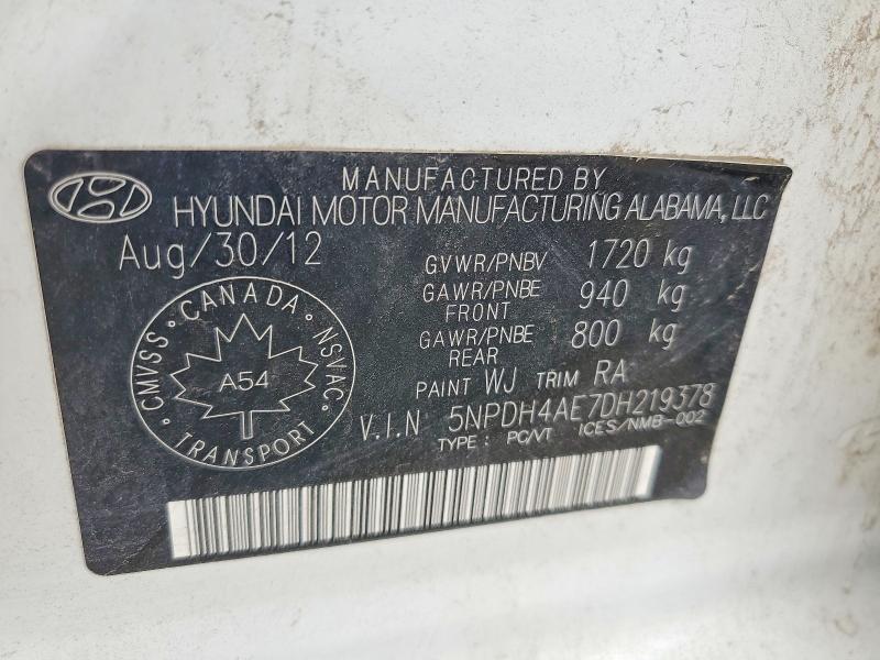 Aukcja sprzedaży 2013 Hyundai Elantra, vin: 5NPDH4AE7DH219378, numer aukcji: 69235136