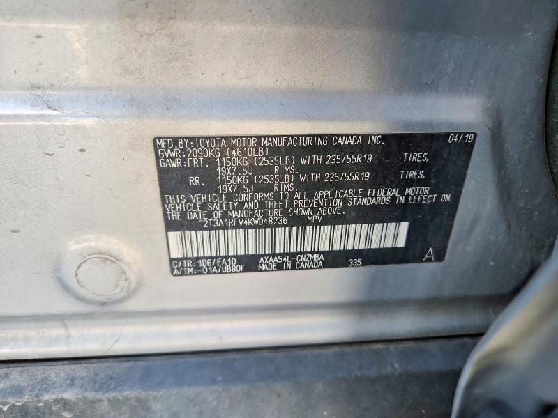 Aukcja sprzedaży 2019 Toyota Rav4, vin: 2T3A1RFV4KW048236, numer aukcji: 69927346