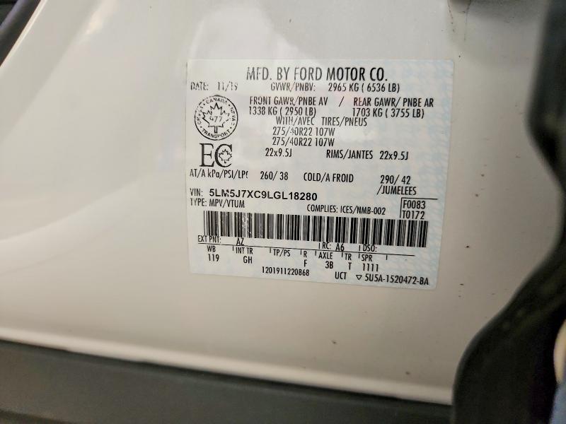 Продаж на аукціоні авто 2020 Lincoln Aviator, vin: 5LM5J7XC9LGL18280, номер лоту: 67268266