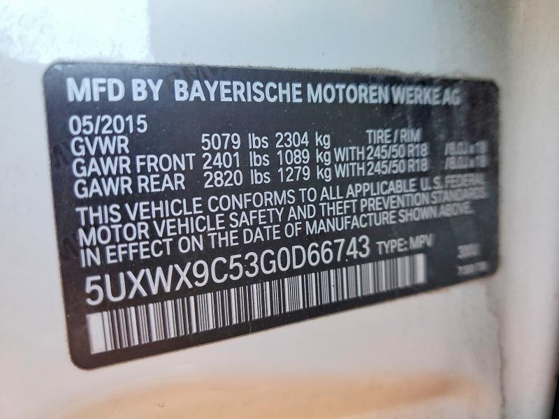 Aukcja sprzedaży 2016 Bmw X3, vin: 5UXWX9C53G0D66743, numer aukcji: 68356536