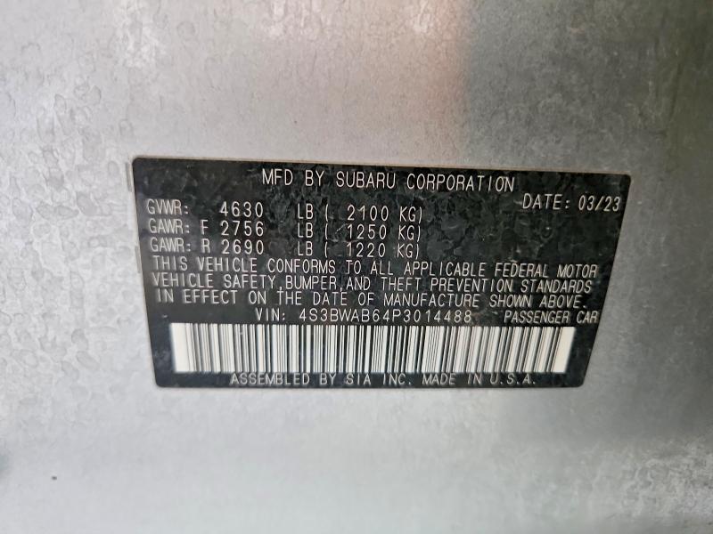 68862376 :رقم المزاد ، 4S3BWAB64P3014488 vin ، 2023 Subaru Legacy مزاد بيع