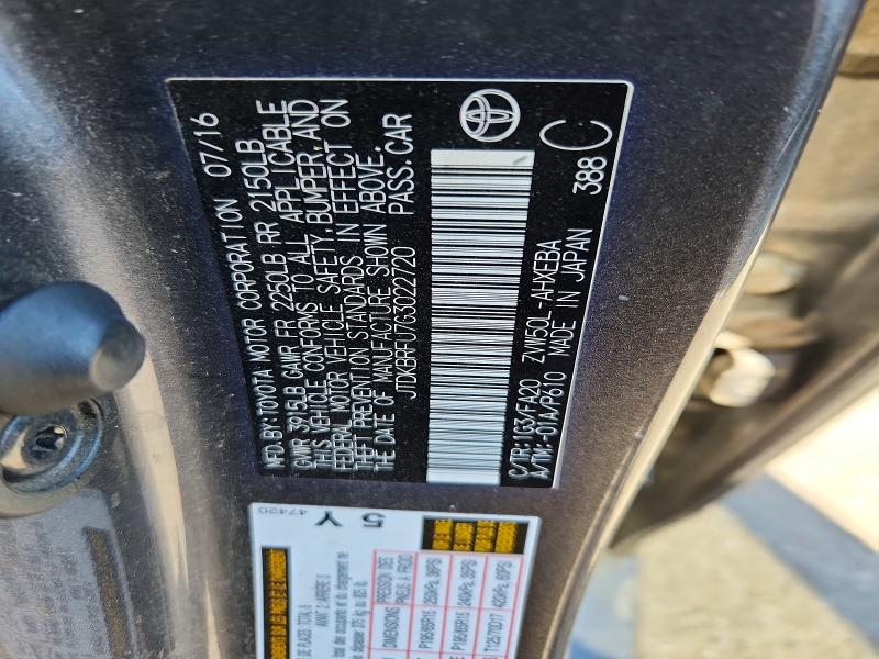 2016 Toyota Prius მანქანა იყიდება აუქციონზე, vin: JTDKBRFU7G3022720, აუქციონის ნომერი: 70920776
