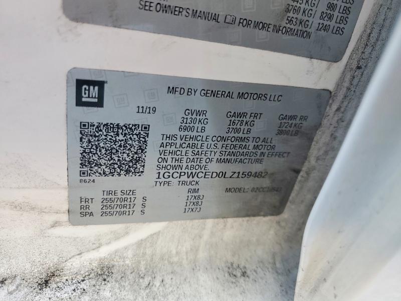 2020 Chevrolet Silverado მანქანა იყიდება აუქციონზე, vin: 1GCPWCED0LZ159482, აუქციონის ნომერი: 68950656