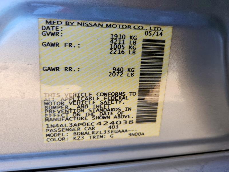 Aukcja sprzedaży 2014 Nissan Altima, vin: 1N4AL3AP0EC424038, numer aukcji: 67252526