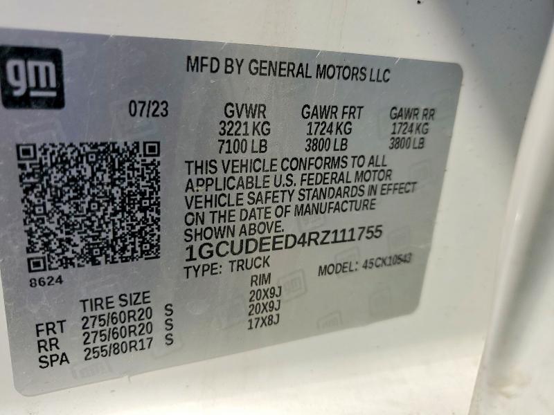 Продажа на аукционе авто 2024 Chevrolet Silverado, vin: 1GCUDEED4RZ111755, номер лота: 67362396