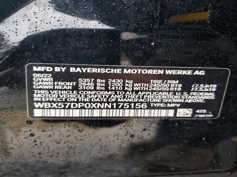 2022 Bmw X3 მანქანა იყიდება აუქციონზე, vin: WBX57DP0XNN175156, აუქციონის ნომერი: 71050796