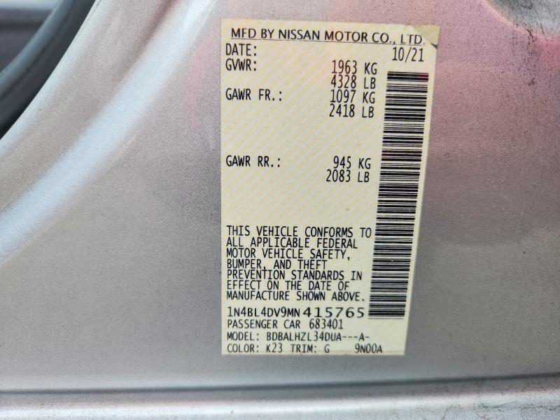 Продаж на аукціоні авто 2021 Nissan Altima, vin: 1N4BL4DV9MN415765, номер лоту: 69740566