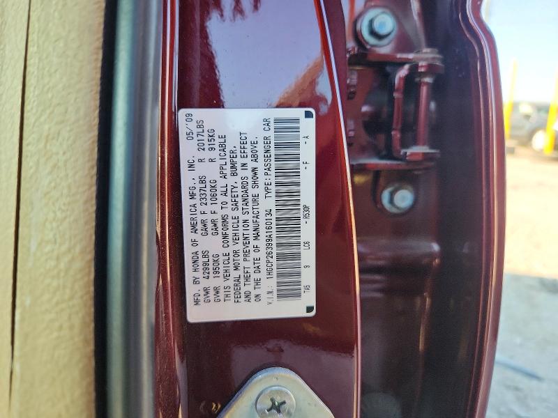 67626246 :رقم المزاد ، 1HGCP26399A160134 vin ، 2009 Honda Accord مزاد بيع