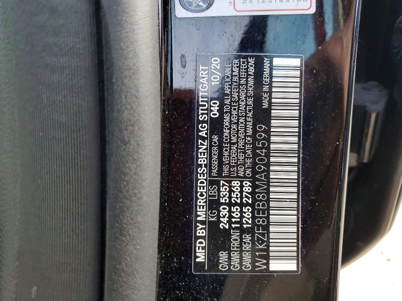 2021 Mercedes-benz E მანქანა იყიდება აუქციონზე, vin: W1KZF8EB8MA904599, აუქციონის ნომერი: 68847576