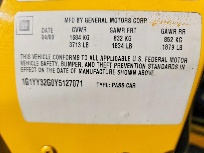 Aukcja sprzedaży 2000 Chevrolet Corvette, vin: 1G1YY32G0Y5127071, numer aukcji: 67754476