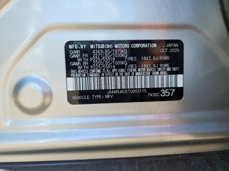 68084316 :رقم المزاد ، JA4ARUAU5TU003115 vin ، 2026 Mitsubishi Outlander Sport مزاد بيع