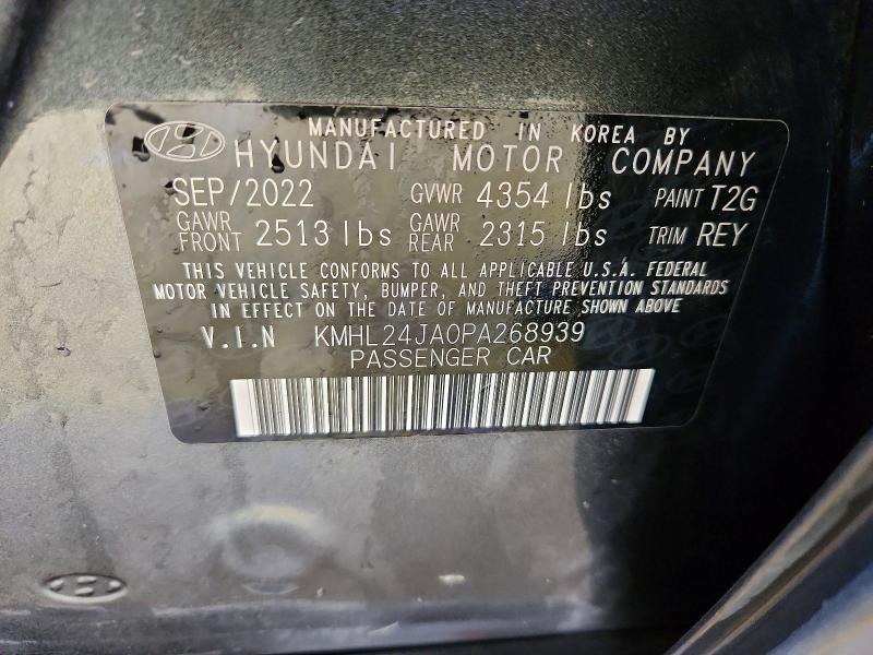 68171746 :رقم المزاد ، KMHL24JA0PA268939 vin ، 2023 Hyundai Sonata مزاد بيع