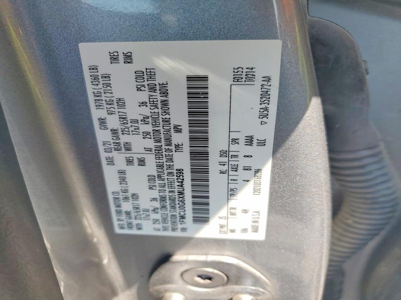 Aukcja sprzedaży 2021 Ford Escape, vin: 1FMCU0G6XMUA42598, numer aukcji: 69593816
