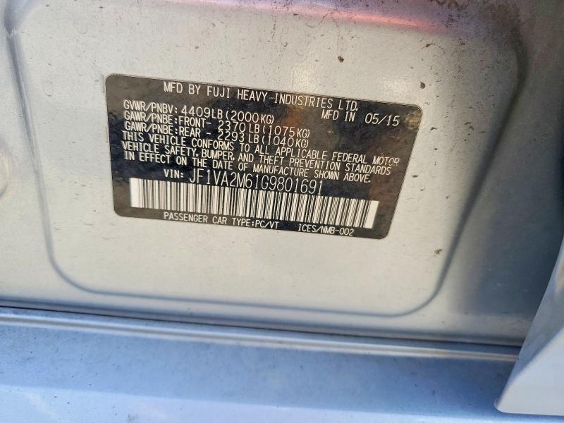 Aukcja sprzedaży 2016 Subaru Wrx, vin: JF1VA2M61G9801691, numer aukcji: 67896846