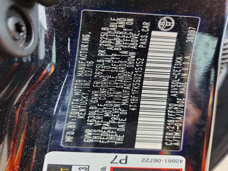 2016 Toyota Camry მანქანა იყიდება აუქციონზე, vin: 4T1BF1FK5GU215152, აუქციონის ნომერი: 69029516
