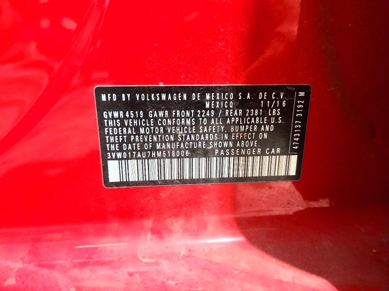 Aukcja sprzedaży 2017 Volkswagen Golf Sportwagen, vin: 3VW017AU7HM518006, numer aukcji: 68697146