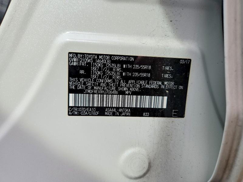 Aukcja sprzedaży 2017 Toyota Rav4, vin: JTMDFREVXHJ706486, numer aukcji: 70112736