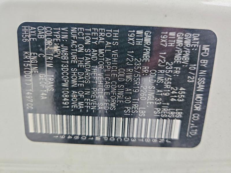 67541356 :رقم المزاد ، JN8BT3DC0PW108491 vin ، 2023 Nissan Rogue مزاد بيع