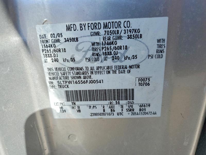 69768206 :رقم المزاد ، 5LTPW16556FJ00541 vin ، 2006 Lincoln Mark Lt مزاد بيع