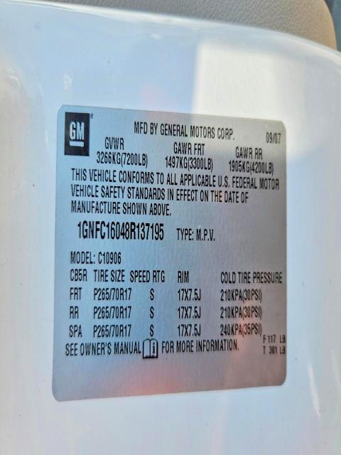 Aukcja sprzedaży 2008 Chevrolet Suburban, vin: 1GNFC16048R137195, numer aukcji: 67876346