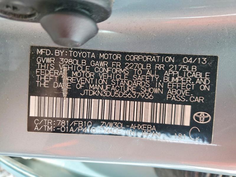 Продаж на аукціоні авто 2013 Toyota Prius, vin: JTDKN3DU5D5637936, номер лоту: 67624346