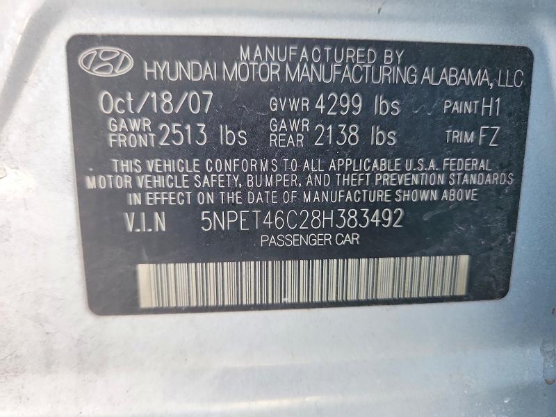 70342366 :رقم المزاد ، 5NPET46C28H383492 vin ، 2008 Hyundai Sonata مزاد بيع