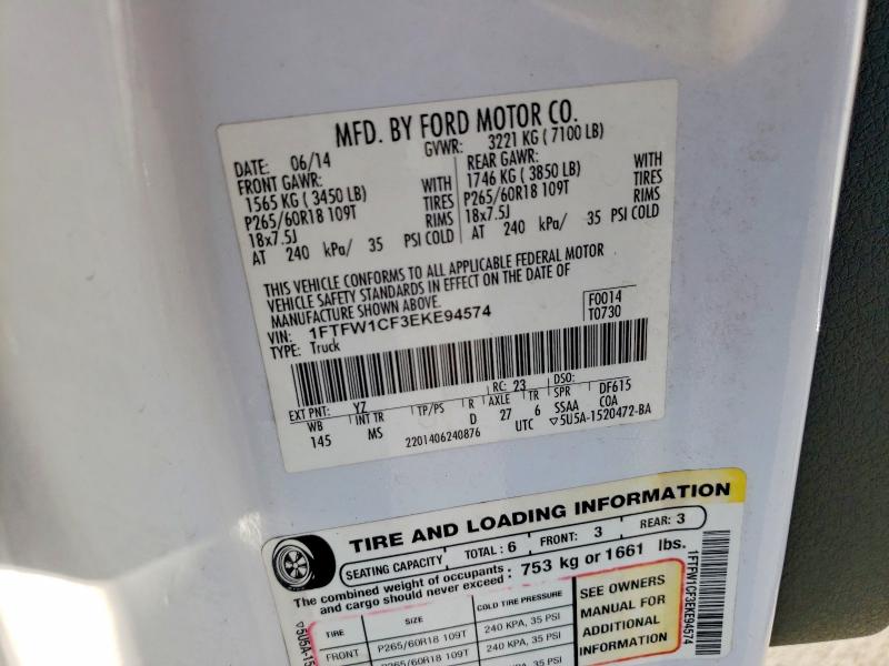 2014 Ford F150 მანქანა იყიდება აუქციონზე, vin: 1FTFW1CF3EKE94574, აუქციონის ნომერი: 69220676