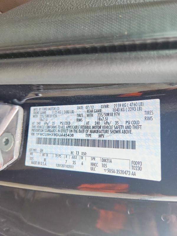 67683166 :رقم المزاد ، 1FMCU9HX9DUA45438 vin ، 2013 Ford Escape مزاد بيع